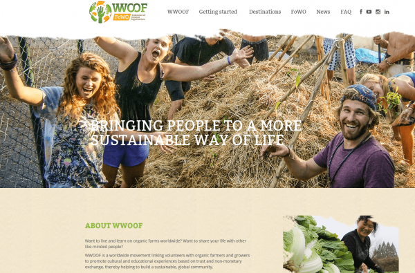 Скриншот сайта World Wide Opportunities on Organic Farms
