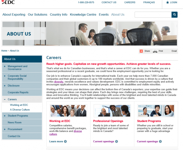 Скриншот сайта Career Development Canada