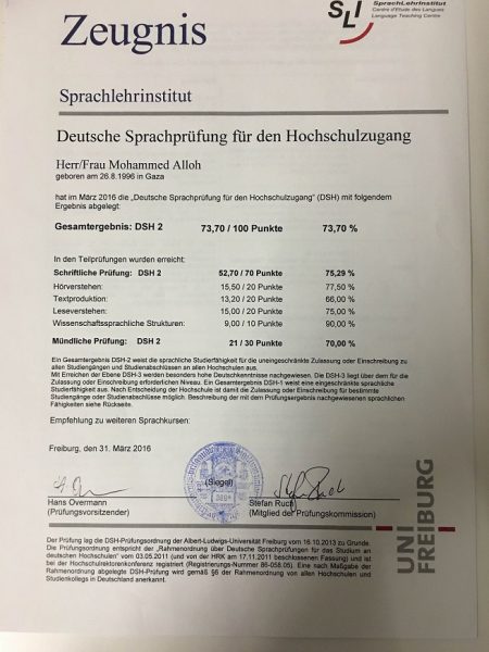 Сертификат DSH