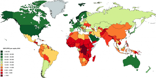 Карта мира по уровню ВВП