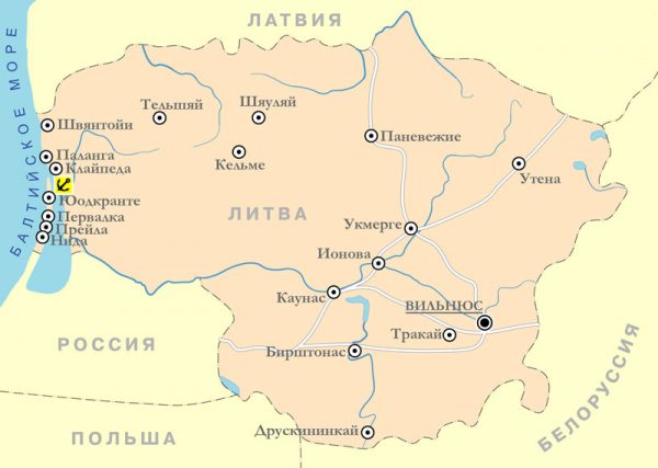 Карта курортов Литвы