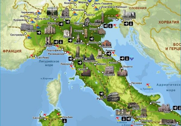 Туристическая карта Италии