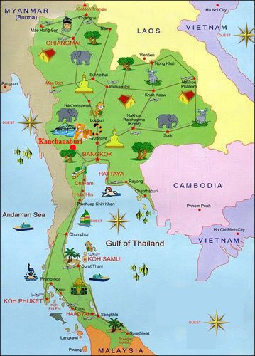 Карта достопримечательностей Таиланда