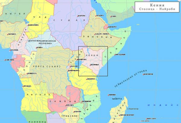 Кения на карте Африки
