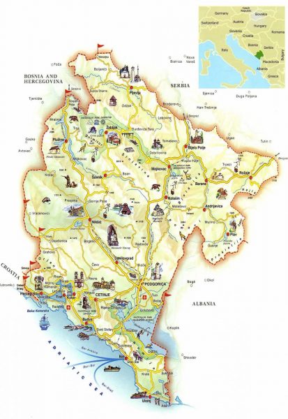 Туристическая карта Черногории