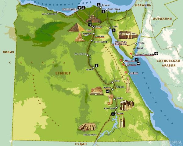 Туристическая карта Египта