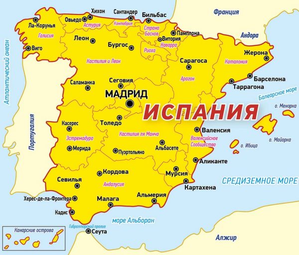 Сарагоса на карте Испании