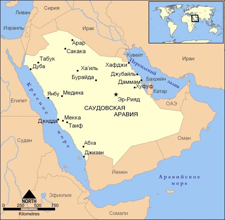 Карта саудовской аравии со странами
