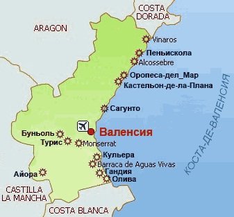Валенсия на карте Испании