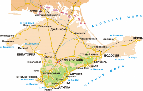 Алушта на карте Крыма