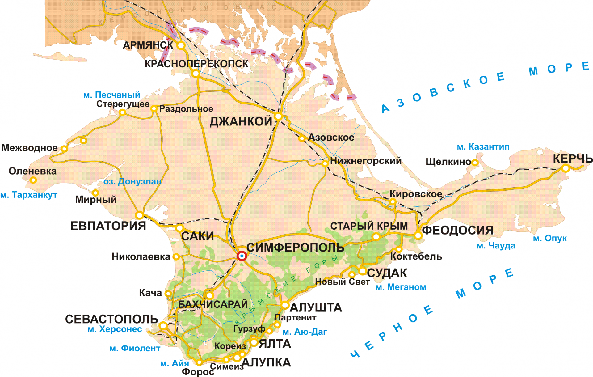 Алушта Крым на карте Крыма
