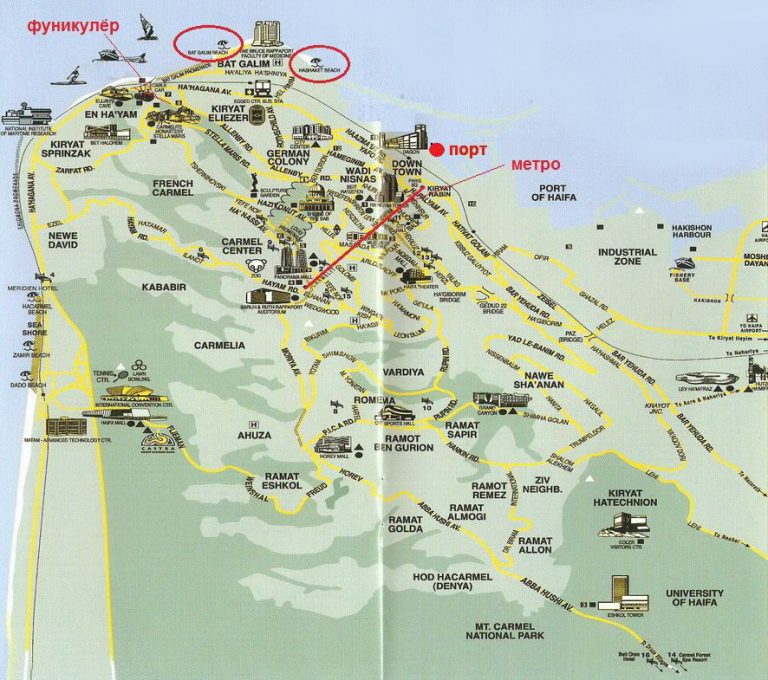 Подробная карта хайфы на русском