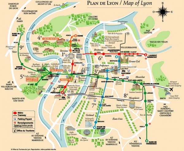 Туристическая карта Лиона