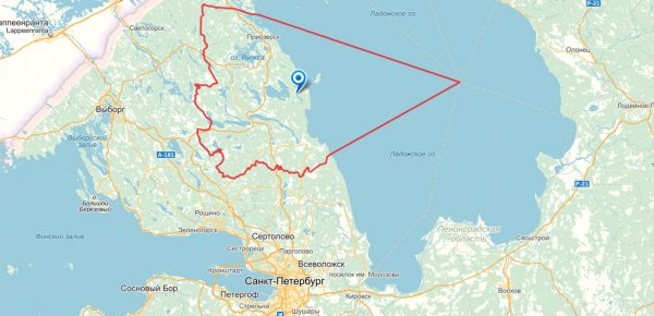 Приозёрск на карте Ленинградской области