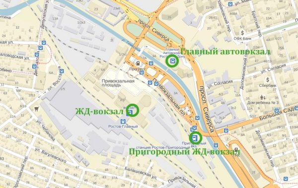 Вокзалы Таганрога на карте