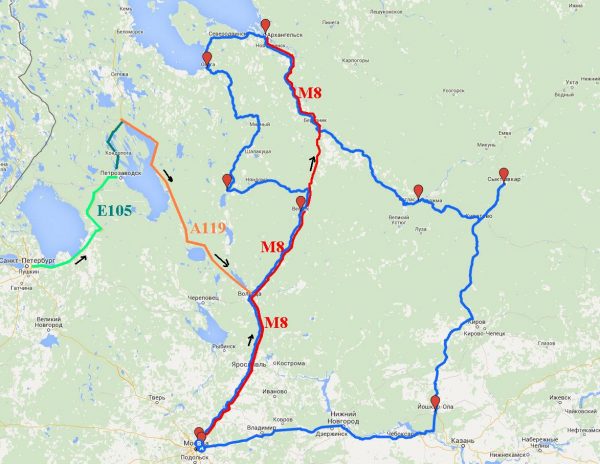 Карта проезда в Архангельск
