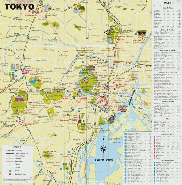 Туристическая карта Токио