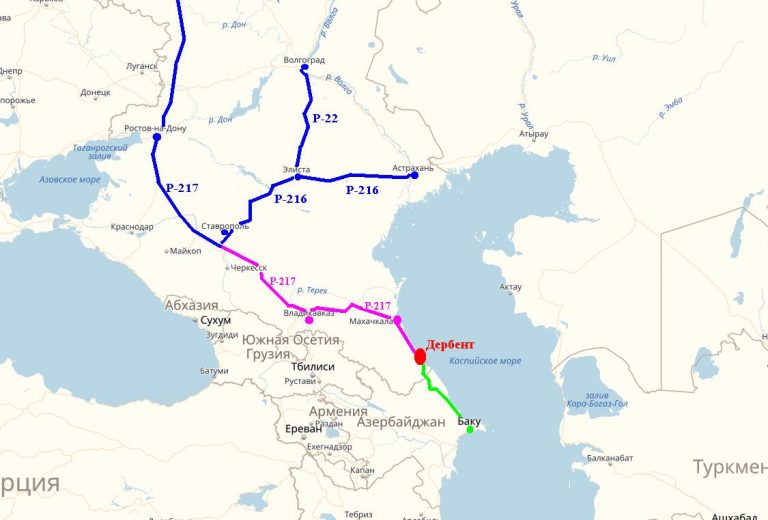 Волгоград дербент карта