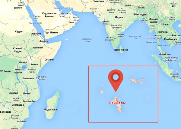 Сейшельские острова на карте мира