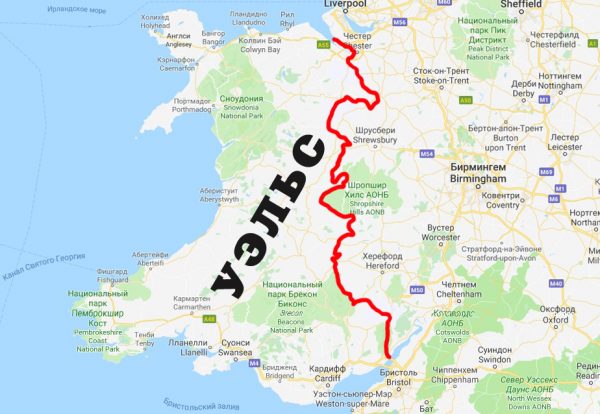 Уэльс на карте Великобритании