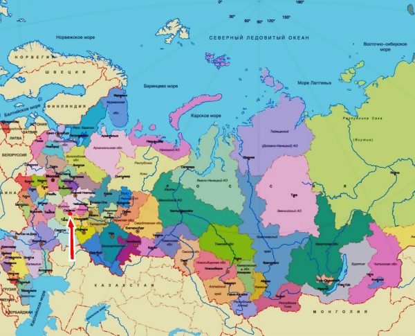 Саранск на карте России