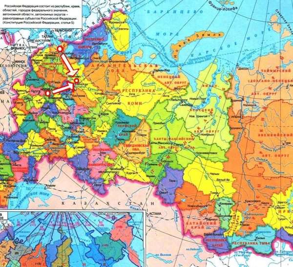Вологда на карте России
