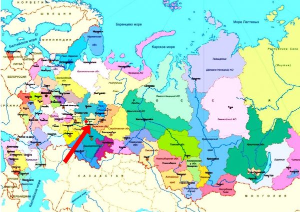 Ижевск на карте России